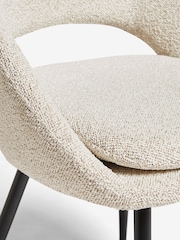 Set of 2 Casual Boucle Natural Hewitt Upholstered Black Leg Dining Chairs - Image 6 of 8