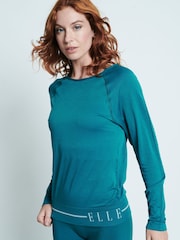 ELLE Blue Headline Seamfree Lounge Long Sleeve Top - Image 1 of 5
