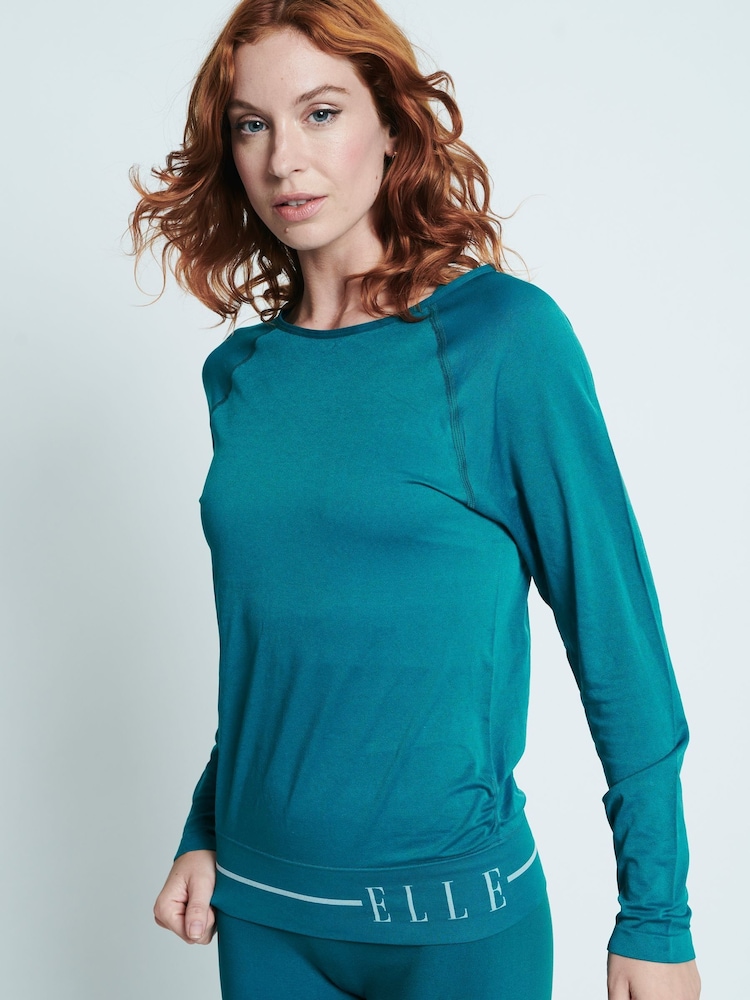 ELLE Blue Headline Seamfree Lounge Long Sleeve Top - Image 1 of 5