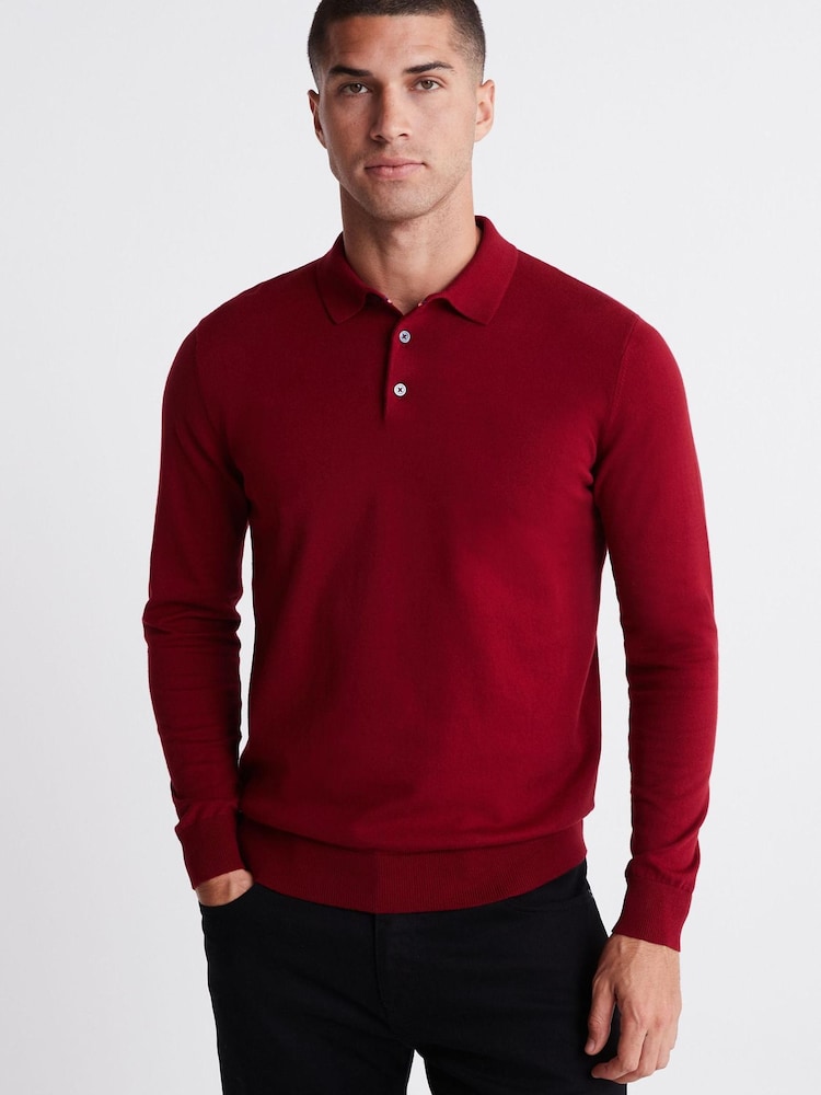 Red Knitted Polo Shirt - Image 1 of 6