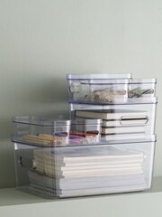 Orthex Set of 4 Clear Smartstore 1.5L Compact Clear Storage Boxes With Lids - Image 4 of 5
