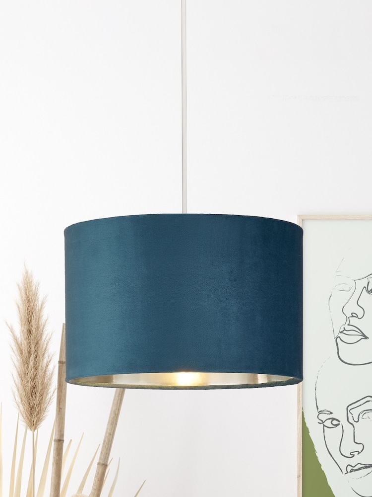 Searchlight Josie Teal Blue Velvet Easy Fit Shade - Image 1 of 3