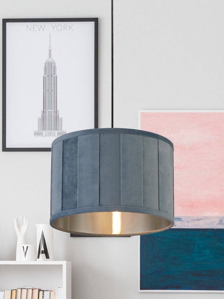 Searchlight Lucy Turquoise Blue Velvet Easy Fit Shade - Image 1 of 3