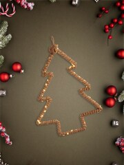 Searchlight LED Lights On Hemp Rope Christmas Tree Frame - Image 1 of 3