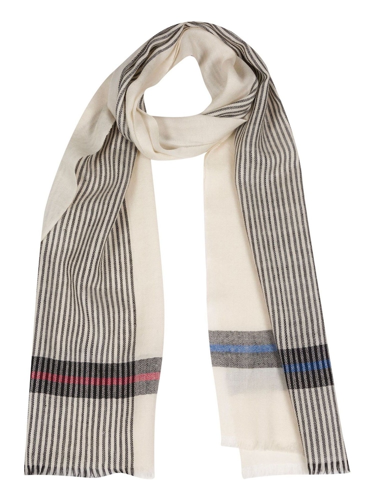 Pure Luxuries London White Pixel Cashmere & Merino Wool Scarf - Image 3 of 3