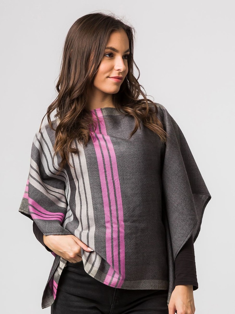 Pure Luxuries London Grey Zodiac 100% Merino Wool Poncho - Image 1 of 4