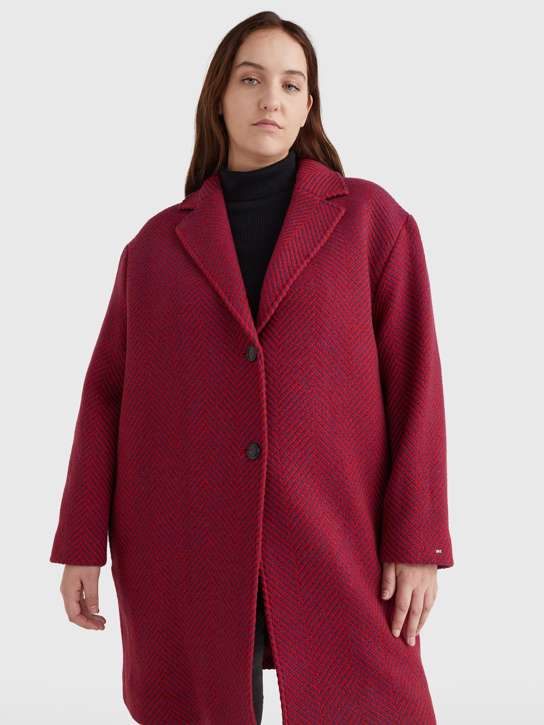 Buy Tommy Hilfiger Red Curve Herringbone Coat from Next Latvia