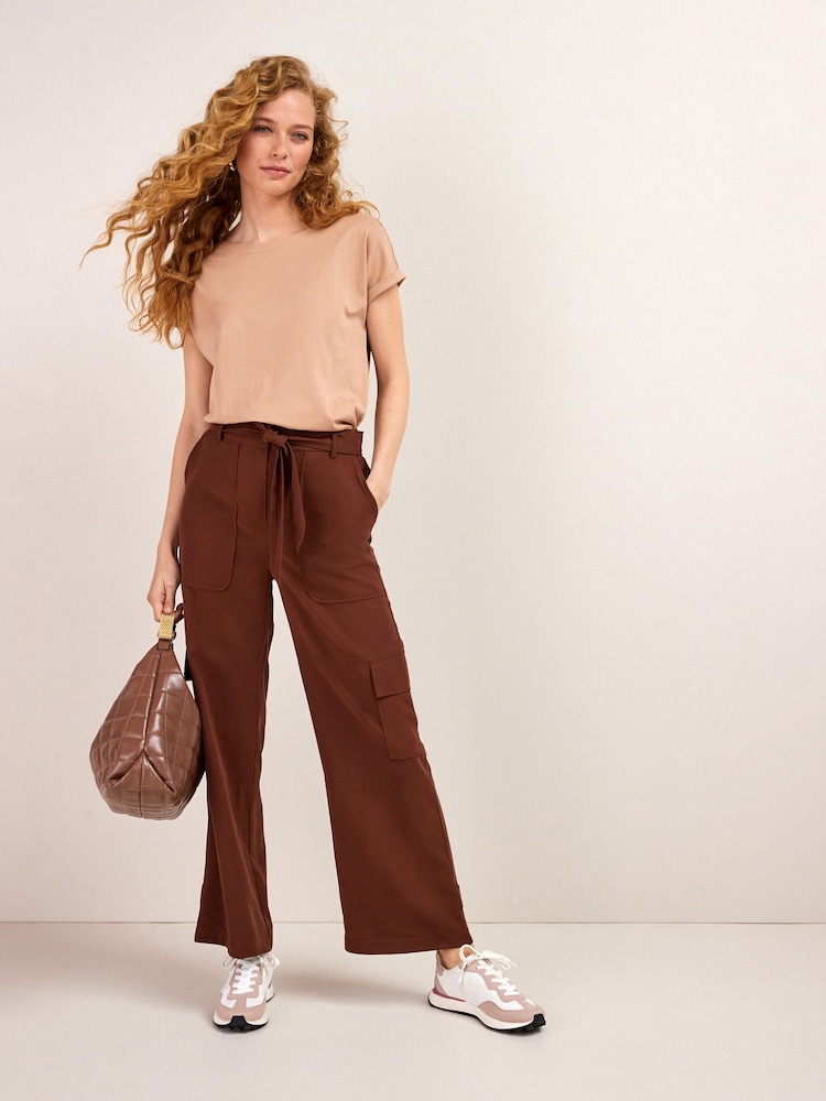Natural Tan Brown Cap Sleeve T-Shirt Top - Image 3 of 5