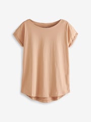 Natural Tan Brown Cap Sleeve T-Shirt Top - Image 5 of 5