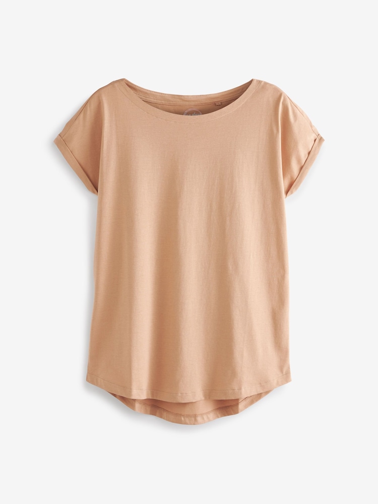 Marrón tostado natural - Camiseta con mangas casquillo - Imagen 5 de 5 Marrón tostado natural - Camiseta con mangas casquillo - Imagen 5 de 5