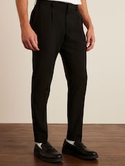 Black Fashion Pleat Stretch Smart Trousers - Image 1 of 9