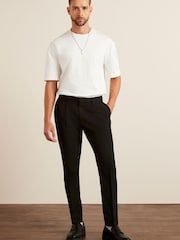 Black Fashion Pleat Stretch Smart Trousers - Image 2 of 9