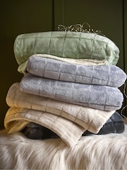 Champagne Gold Cosy Sherpa Fleece Grid Throw - Image 2 of 5