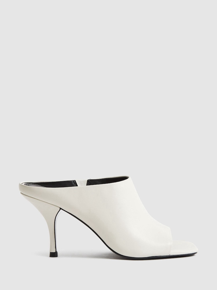 Reiss White Magda Mule Leather Boots - Image 2 of 8