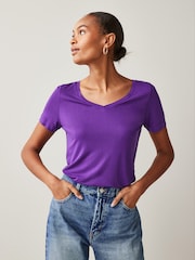Purple Slouch V-Neck T-Shirt - Image 1 of 5