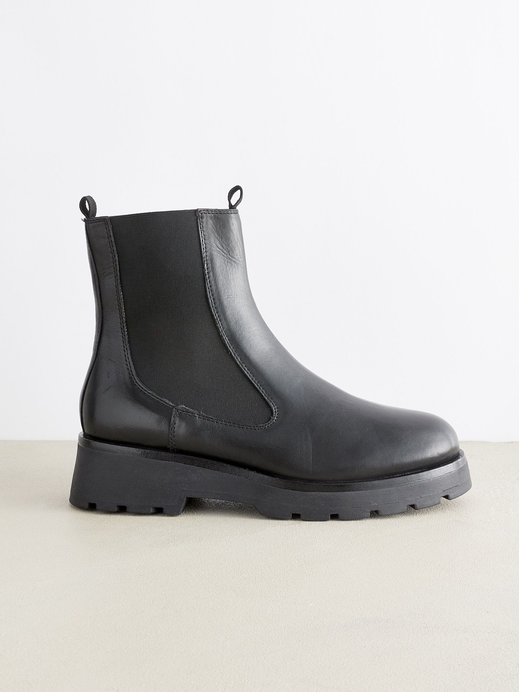 Buy Black Regular Wide Fit Forever Comfort Leather Chunky Sole Chelsea Boots from Next Luxembourg