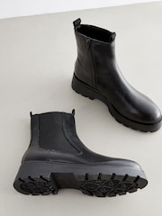 Black Regular/Wide Fit Forever Comfort® Leather Chunky Sole Chelsea Boots - Image 6 of 8