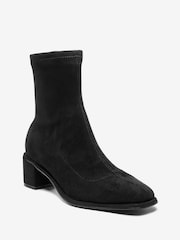 Black Microsuede Extra Wide Fit Forever Comfort® Sock Ankle Boots - Image 2 of 4