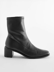 Black PU Extra Wide Fit Forever Comfort® Sock Ankle Boots - Image 1 of 5