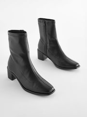 Black PU Extra Wide Fit Forever Comfort® Sock Ankle Boots - Image 2 of 5