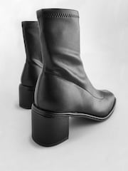 Black PU Extra Wide Fit Forever Comfort® Sock Ankle Boots - Image 3 of 5