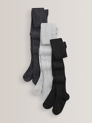 Fekete/Szürke - 3 Csomag Cotton Rich Cable Harisnya - 4/ 1 kép