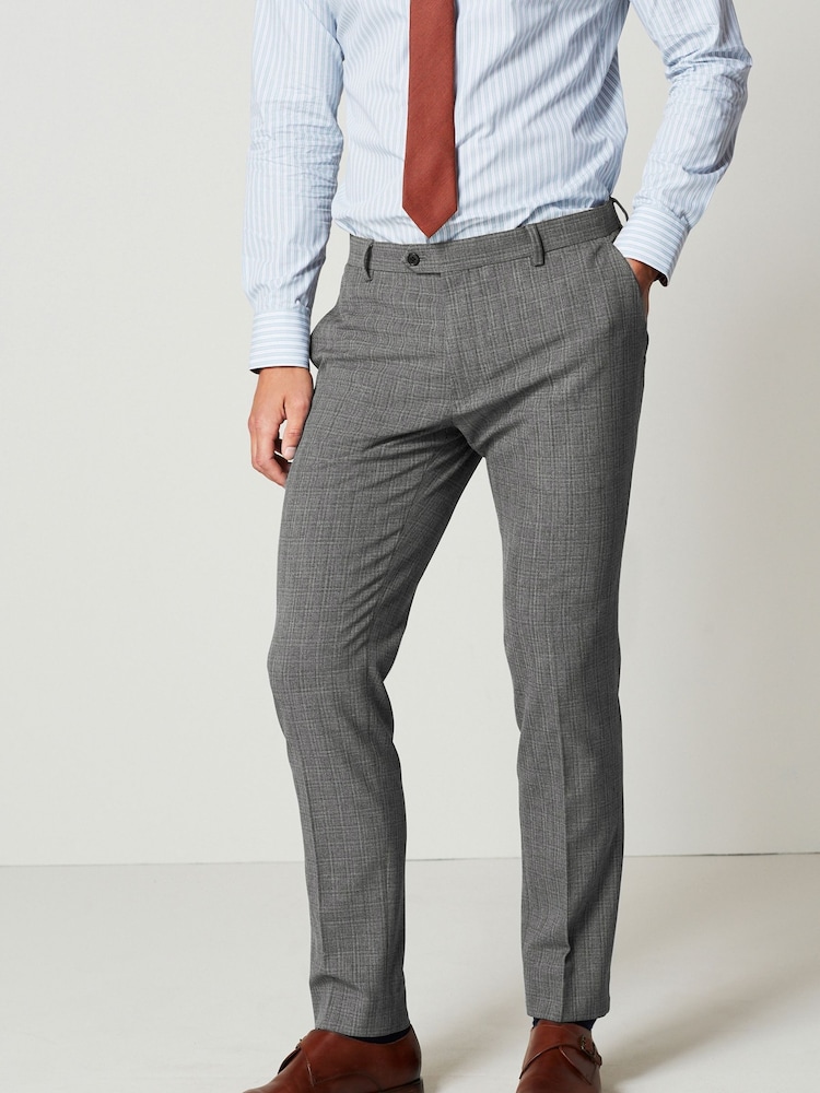 Grey Skinny Fit Motion Flex Stretch Suit: Trousers - Image 1 of 8