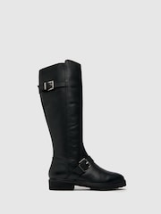 Schuh Darla Black Leather Rider Boots - Image 1 of 4