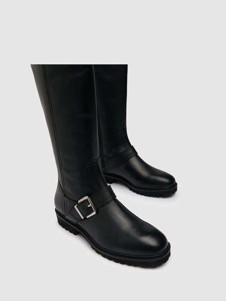 Schuh Darla Black Leather Rider Boots - Image 4 of 4