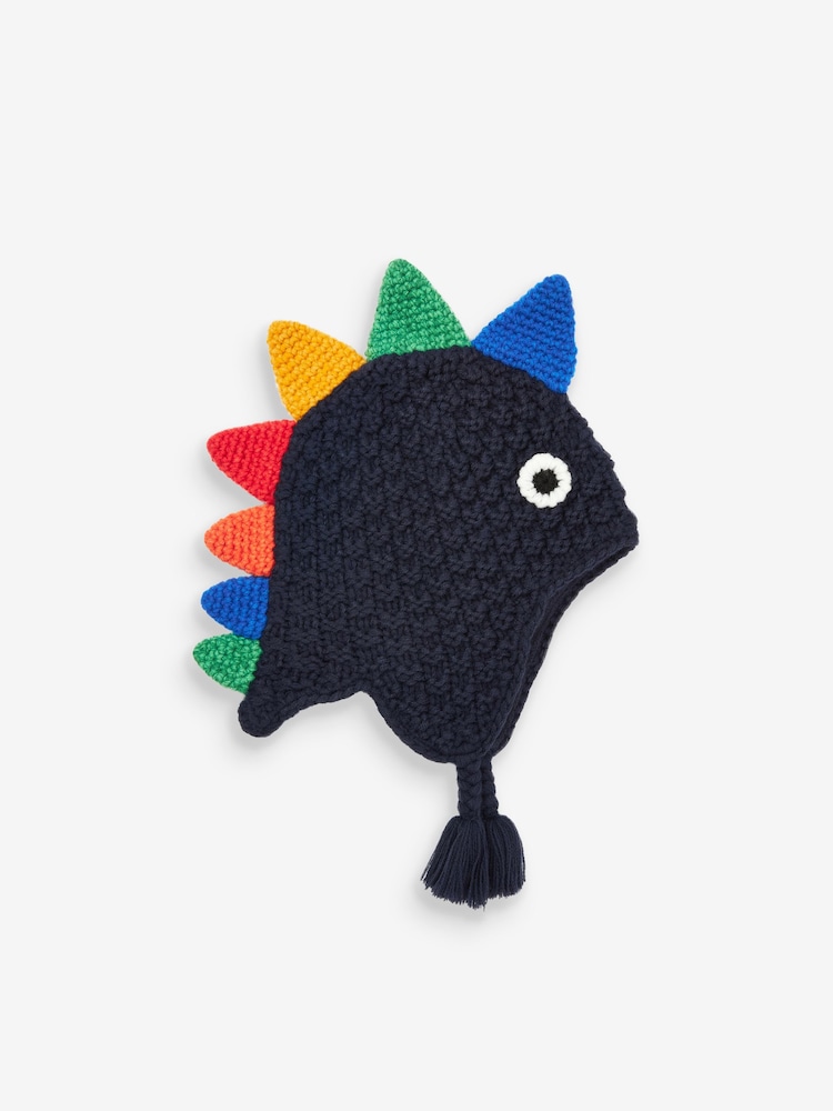 Navy Blue Dinosaur Knitted Hat (3mths-10yrs) - Image 1 of 2