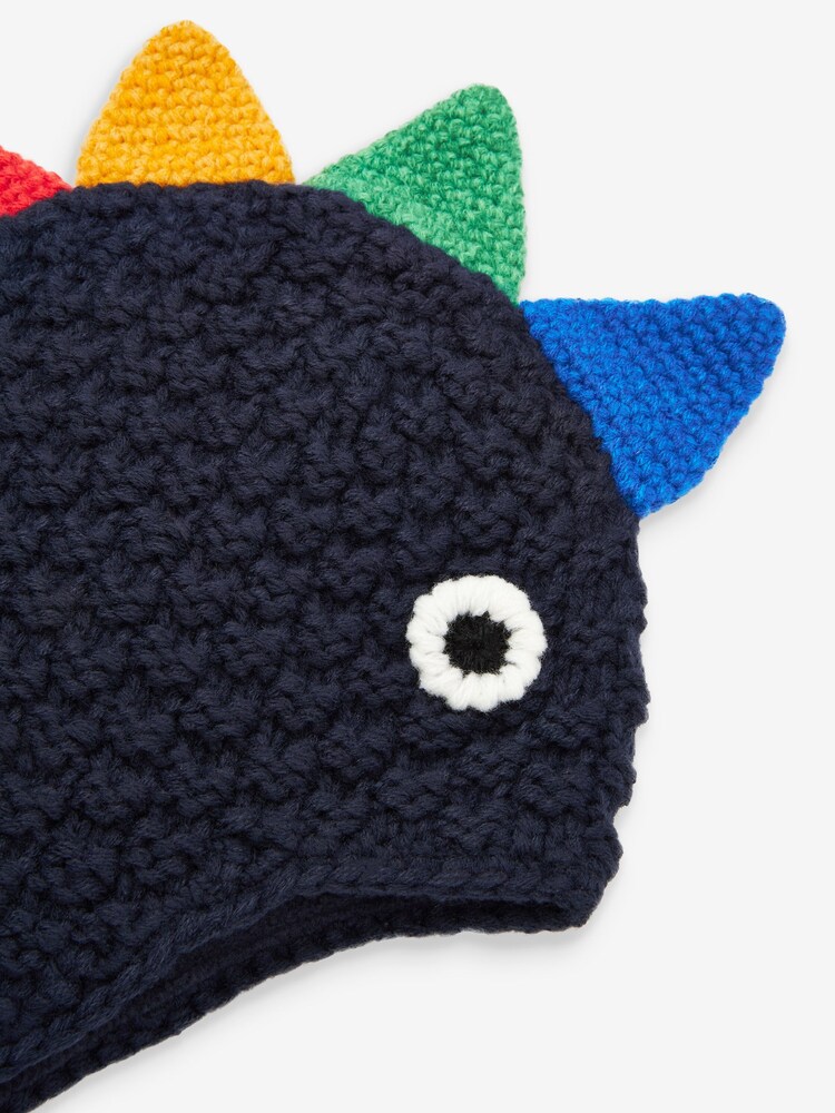 Navy Blue Dinosaur Knitted Hat (3mths-10yrs) - Image 2 of 2