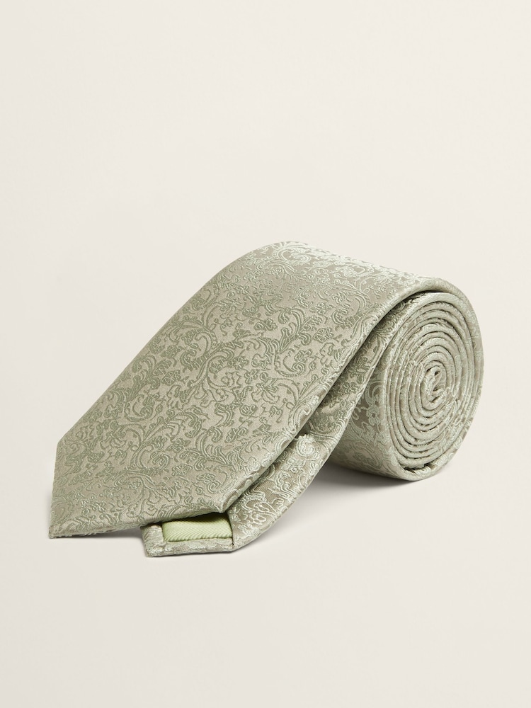 MOSS Green Floral Swirl Tie - Image 1 of 2