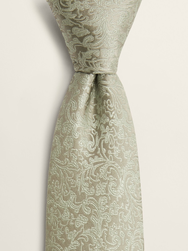 MOSS Green Floral Swirl Tie - Image 2 of 2