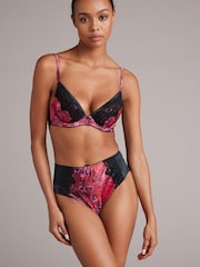 Różowy satynowy biustonosz B by Ted Baker z motywem kwiatowym i głębokim dekoltem - Image 1 of 2