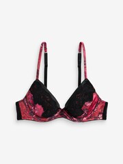 Różowy satynowy biustonosz B by Ted Baker z motywem kwiatowym i głębokim dekoltem - Image 2 of 2