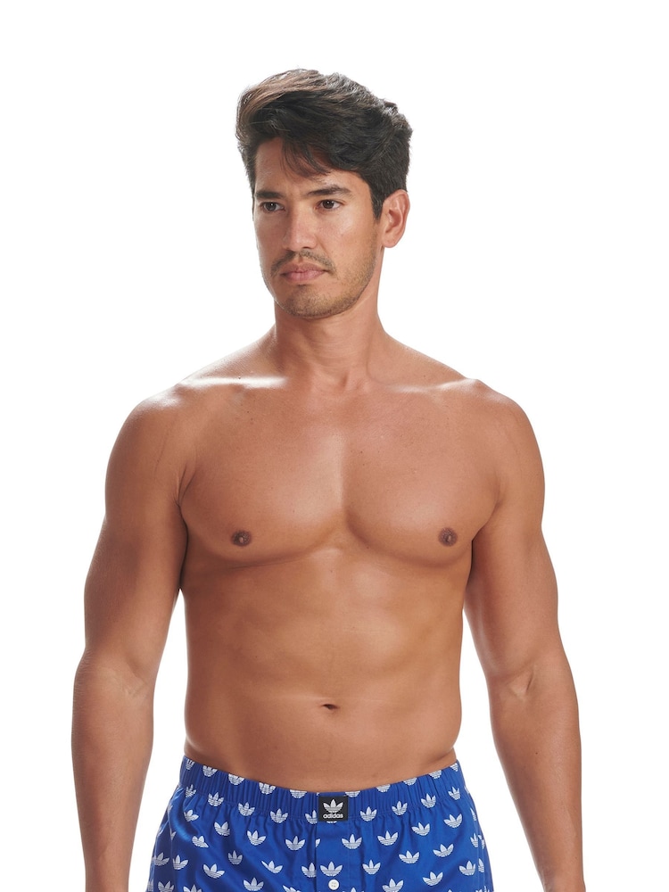 adidas Blue Comfort Core Icon 100% Cotton Boxers 2 Pack - Image 2 of 14