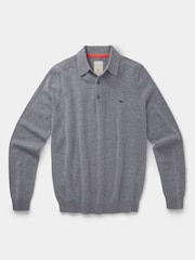 Aubin Grey Merino Cashmere Blend Polo Shirt - Image 4 of 4