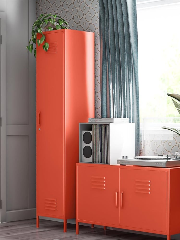 Novogratz Orange Cache Single Metal Locker Storage Cabinet - Image 2 of 5
