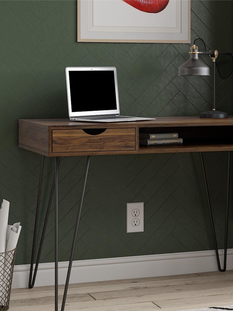 Novogratz Medium Brown Concord Drawer Storage Desk - Image 2 of 5