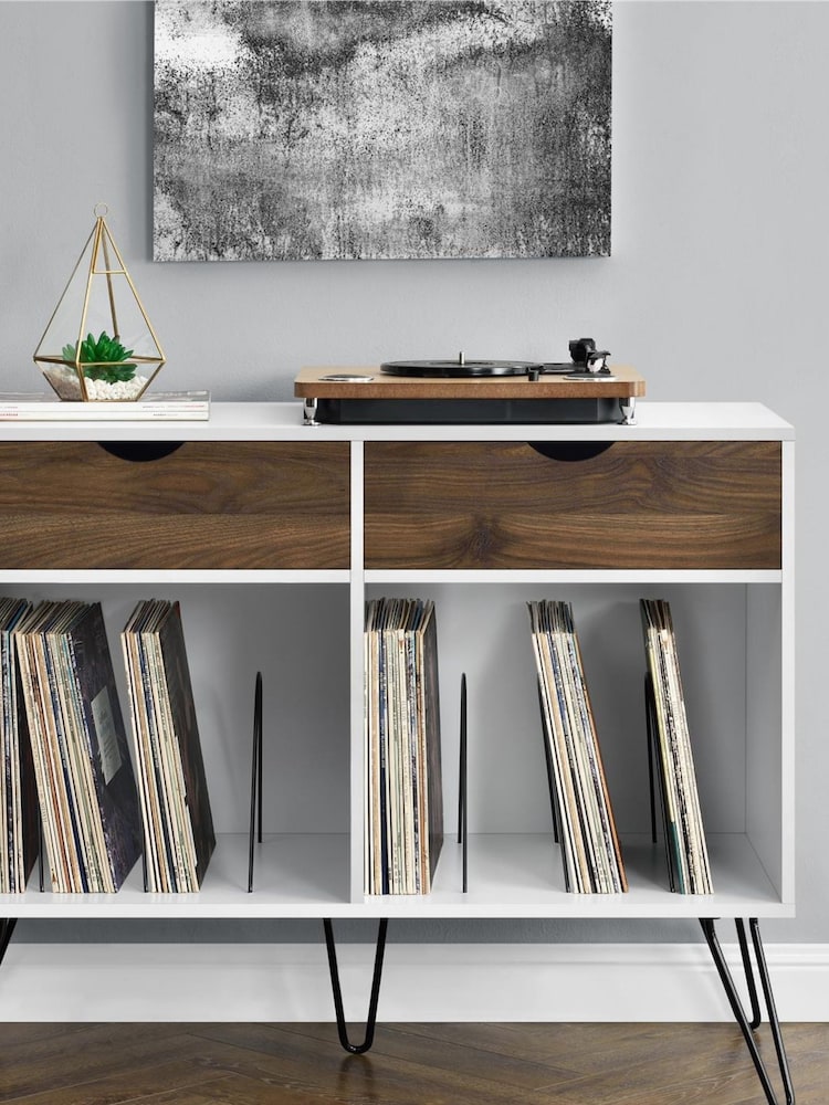 Novogratz White Concord Turntable Stand With Drawers - Image 1 of 5
