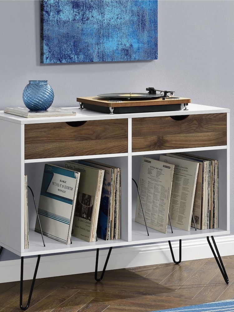 Novogratz White Concord Turntable Stand With Drawers - Image 2 of 5