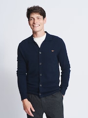 Aubin Blue Merino Cashmere Blend Banbury Cardigan - Image 1 of 6
