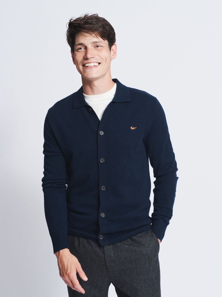 Aubin Blue Merino Cashmere Blend Banbury Cardigan - Image 1 of 6