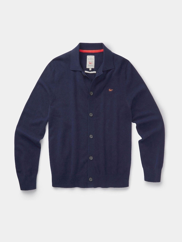 Aubin Blue Merino Cashmere Blend Banbury Cardigan - Image 6 of 6