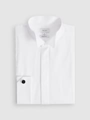 Reiss White Fitzrovia Pleat Front Winged Collar Shirt - Image 2 of 7
