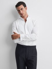 Reiss White Fitzrovia Pleat Front Winged Collar Shirt - Image 4 of 7