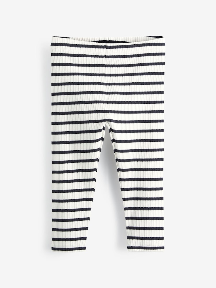 Black/White Stripe Rib Jersey Leggings (3mths-7yrs) - Image 1 of 2