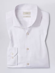 MOSS White Slim 100% Cotton Dobby Stretch Shirt - Image 3 of 5