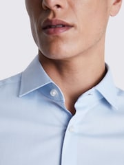 MOSS Blue Slim Dobby Stretch Shirt - Image 2 of 3