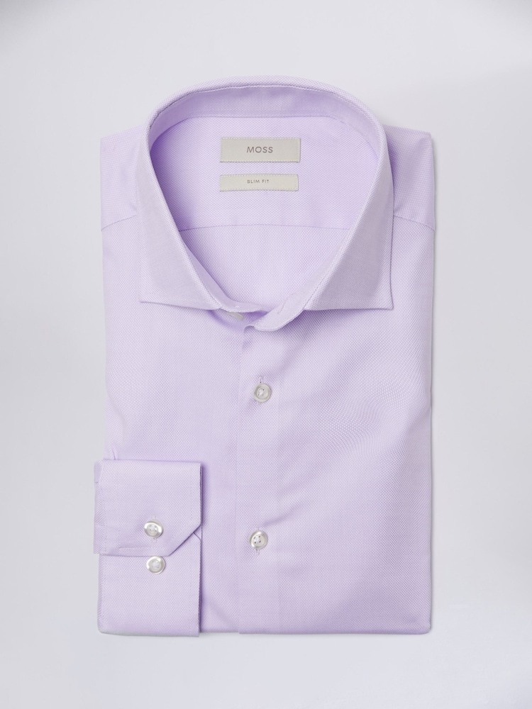 MOSS Purple Slim Dobby Stretch Shirt - Image 4 of 5